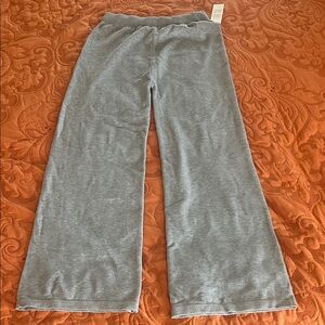 Italian Butter Soft, Knit Sweater Gray Wide Leg Lounge Pants, Gray, size 28